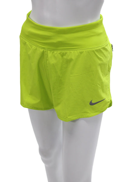 Nike Womens Athletic Green Zip Shorts Polyester Size M