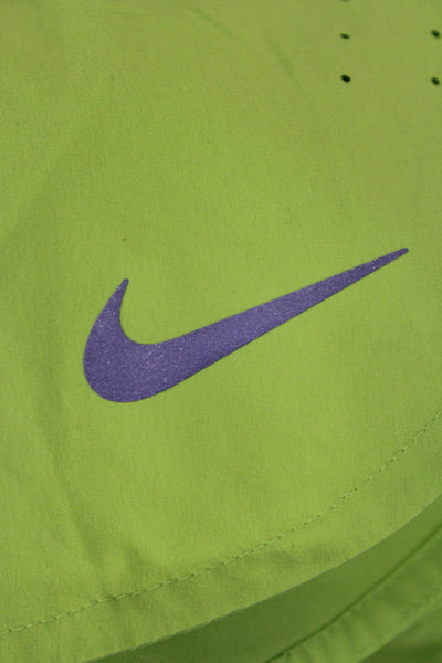 Nike Womens Athletic Green Zip Shorts Polyester Size M