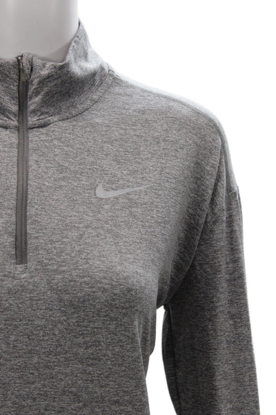 Nike Womens Gray Mock Neck Pullover Long Sleeve Zip Casual Top Size M