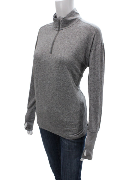 Nike Womens Gray Mock Neck Pullover Long Sleeve Zip Casual Top Size M