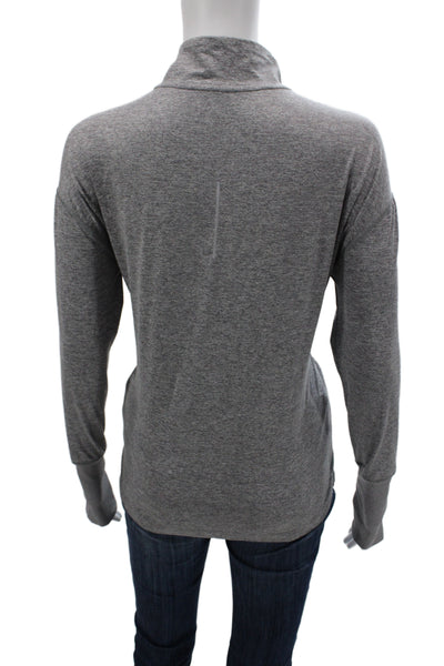Nike Womens Gray Mock Neck Pullover Long Sleeve Zip Casual Top Size M