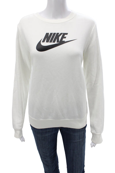 Nike Womens White Pullover Sweatshirt Crew Neck Long Sleeve Athleisure Size M