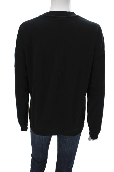 P.E Nation Women Pullover Sweatshirt Black 100% Organic Cotton Athleisure Size M