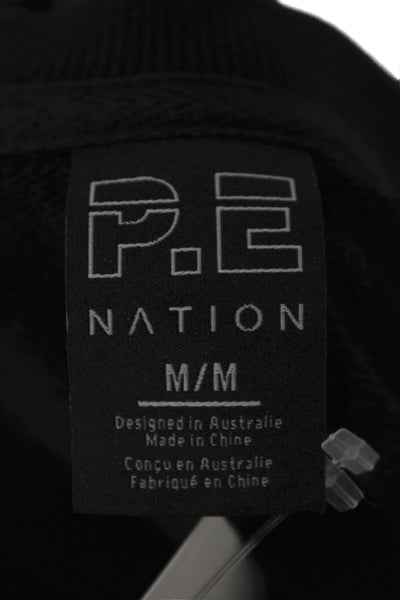 P.E Nation Women Pullover Sweatshirt Black 100% Organic Cotton Athleisure Size M