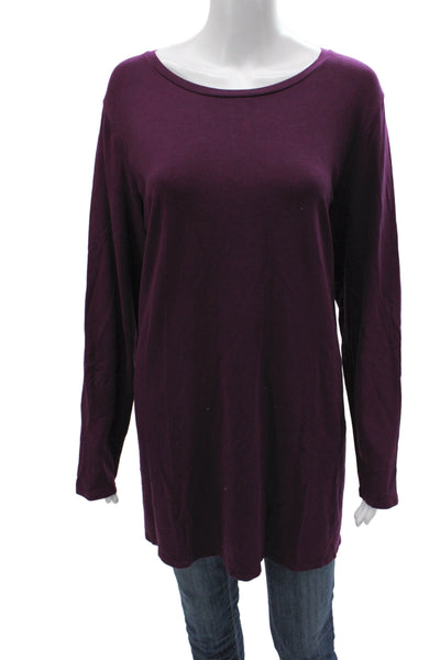 Eileen Fisher Women Purple Scoop Neck Long Sleeve T-Shirt Size 1X