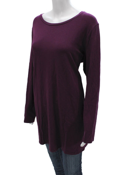 Eileen Fisher Women Purple Scoop Neck Long Sleeve T-Shirt Size 1X