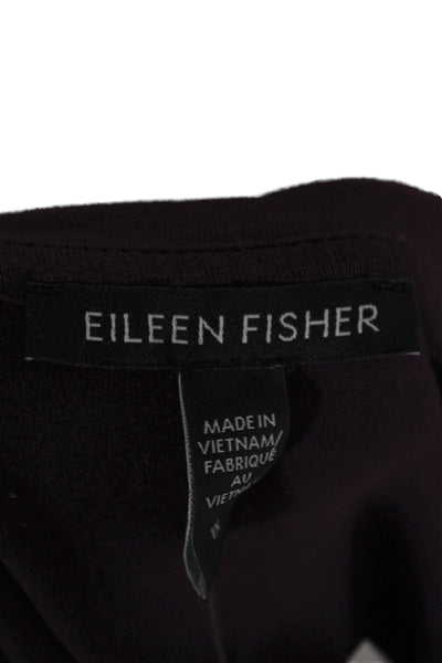 Eileen Fisher Women Purple Scoop Neck Long Sleeve T-Shirt Size 1X