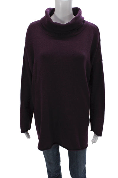 Eileen Fisher Women Pullover Cowl Neck Long Sleeve Purple Cotton Size XL