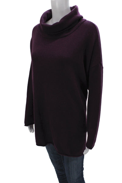 Eileen Fisher Women Pullover Cowl Neck Long Sleeve Purple Cotton Size XL