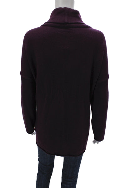 Eileen Fisher Women Pullover Cowl Neck Long Sleeve Purple Cotton Size XL