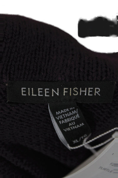 Eileen Fisher Women Pullover Cowl Neck Long Sleeve Purple Cotton Size XL