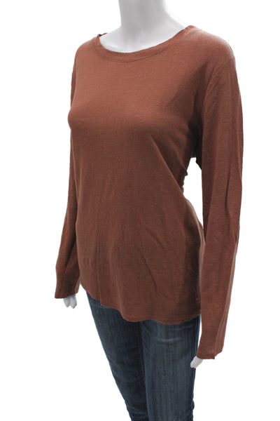 Eileen Fisher Women Brown Organic Linen Basic T-Shirt Size L