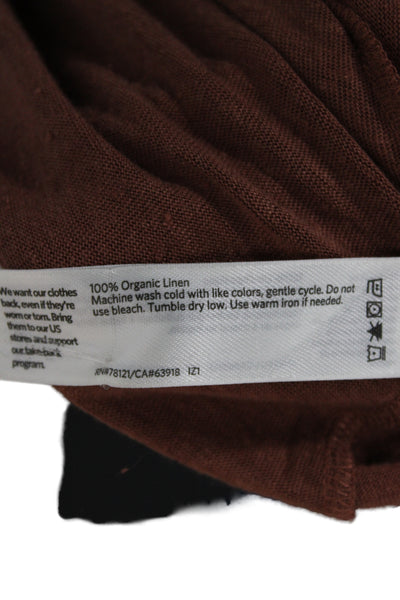 Eileen Fisher Women Brown Organic Linen Basic T-Shirt Size L