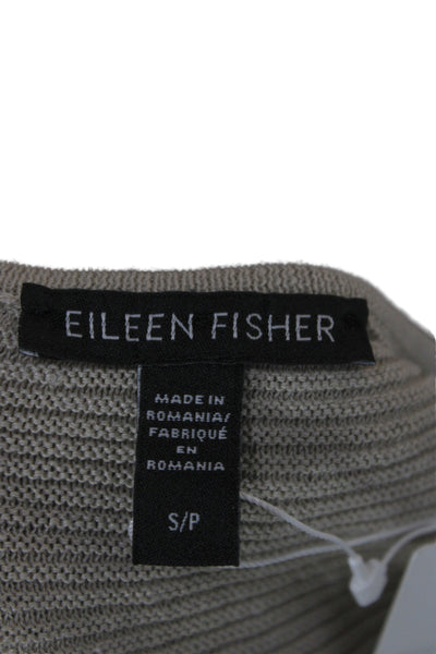 Eileen Fisher Women Pullover Boatneck Striped Linen Beige Petite Size S
