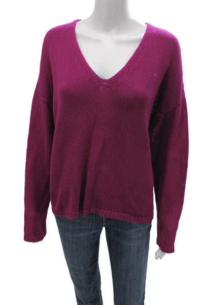 Eileen Fisher Women Pullover Sweater V-Neck Purple Long Sleeve Size XL