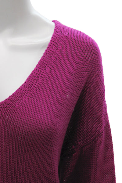 Eileen Fisher Women Pullover Sweater V-Neck Purple Long Sleeve Size XL