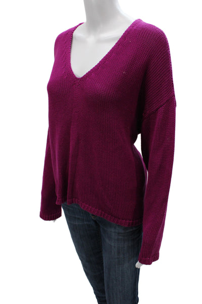 Eileen Fisher Women Pullover Sweater V-Neck Purple Long Sleeve Size XL