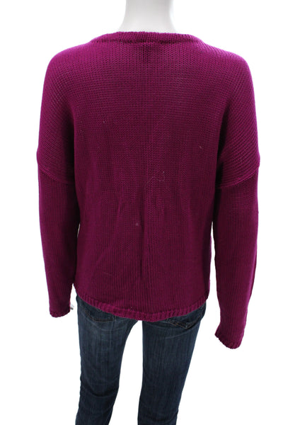 Eileen Fisher Women Pullover Sweater V-Neck Purple Long Sleeve Size XL