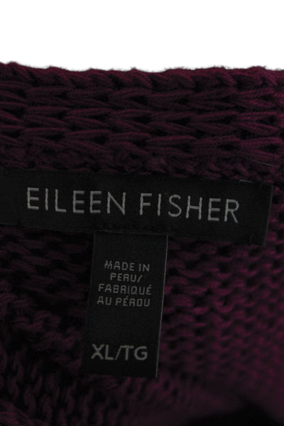 Eileen Fisher Women Pullover Sweater V-Neck Purple Long Sleeve Size XL