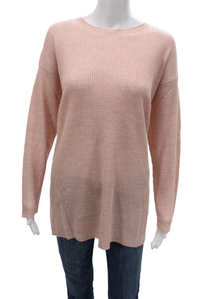 Eileen Fisher Womens Pullover Sweater Pink Organic Linen Round Neck Size M