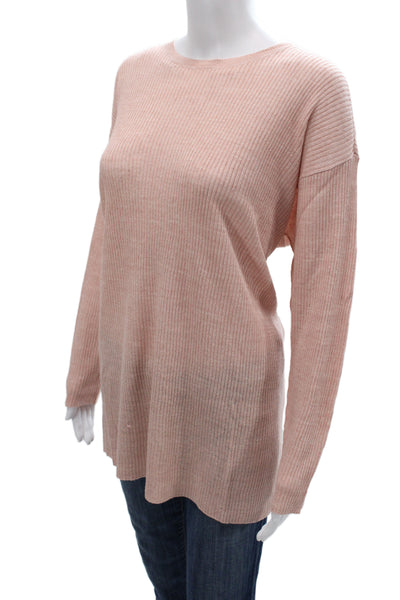 Eileen Fisher Womens Pullover Sweater Pink Organic Linen Round Neck Size M