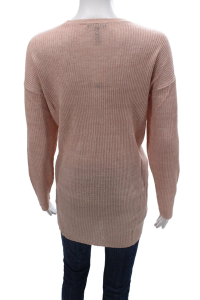 Eileen Fisher Womens Pullover Sweater Pink Organic Linen Round Neck Size M