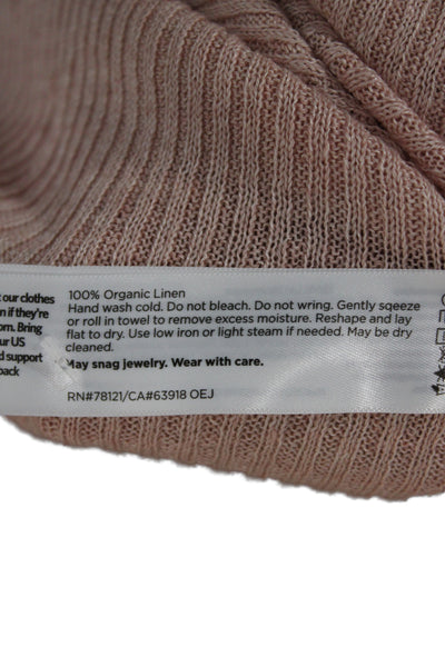 Eileen Fisher Womens Pullover Sweater Pink Organic Linen Round Neck Size M