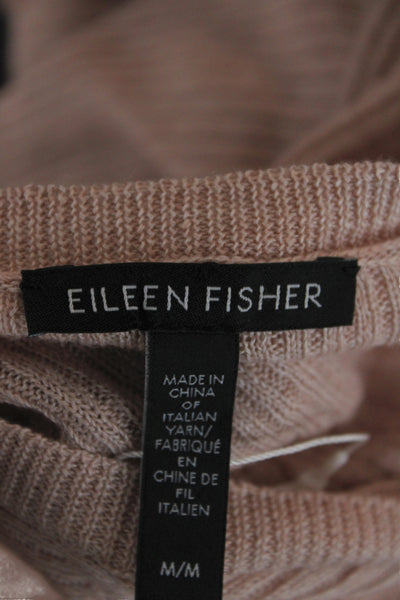Eileen Fisher Womens Pullover Sweater Pink Organic Linen Round Neck Size M
