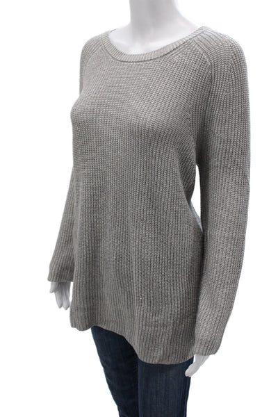 Eileen Fisher Women Gray Round Neck Long Sleeve Pullover Sweater Petite Size S