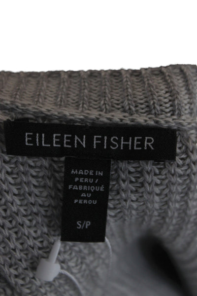 Eileen Fisher Women Gray Round Neck Long Sleeve Pullover Sweater Petite Size S