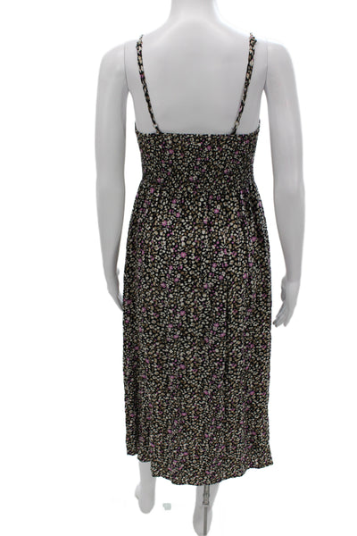 Saltwater Luxe Women Maxi Floral Sleeveless Square Neck Black Dress Size XS