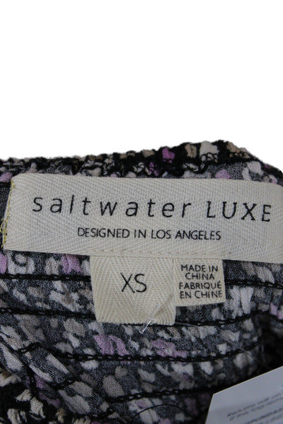 Saltwater Luxe Women Maxi Floral Sleeveless Square Neck Black Dress Size XS