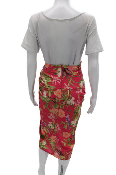 Cara Cara Women Silk Floral Wrap Midi Skirt Multicolor Hook & Eye Size S