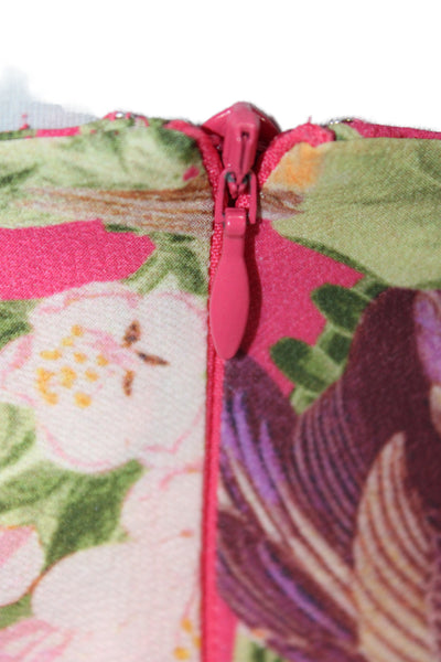 Cara Cara Women Silk Floral Wrap Midi Skirt Multicolor Hook & Eye Size S