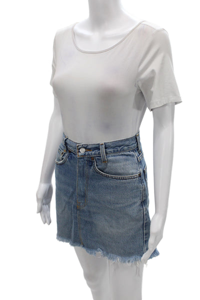 Levis Women Mini Denim Skirt Blue Button 90s Short Solid Size S