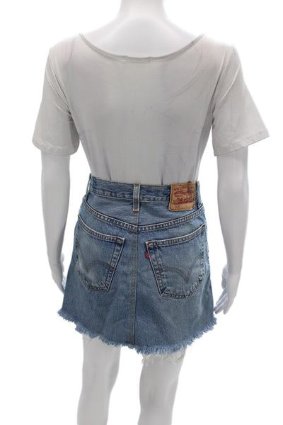 Levis Women Mini Denim Skirt Blue Button 90s Short Solid Size S