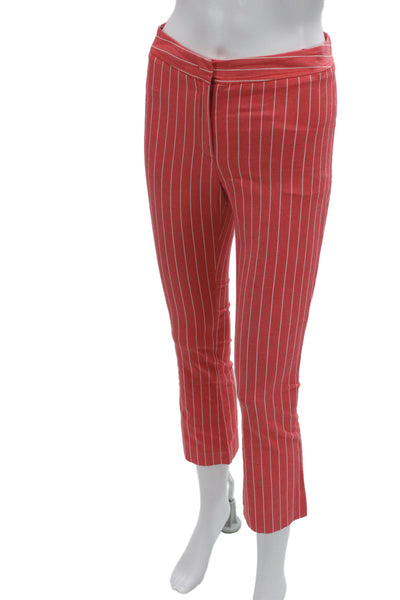 Shari's Place Women Capri Striped Red Cotton Button Pants Size 38