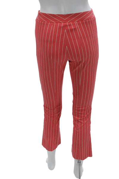 Shari's Place Women Capri Striped Red Cotton Button Pants Size 38