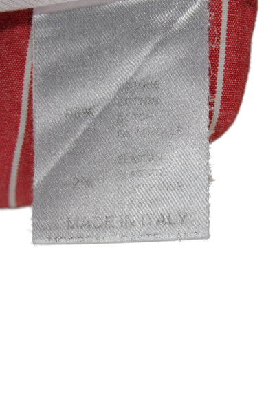 Shari's Place Women Capri Striped Red Cotton Button Pants Size 38