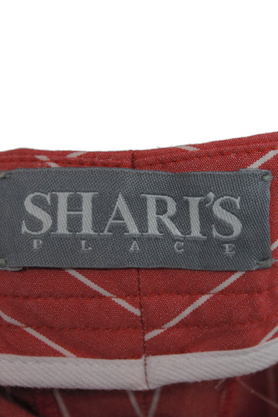 Shari's Place Women Capri Striped Red Cotton Button Pants Size 38