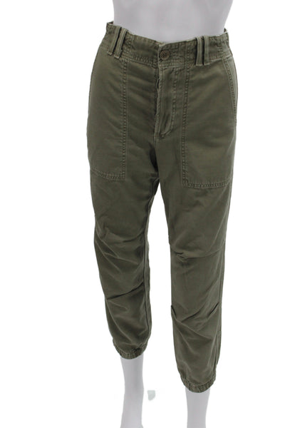 Citizens of Humanity Women Cargo Pants Green Cotton Button Inseam 22 Size 24