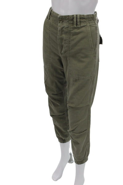 Citizens of Humanity Women Cargo Pants Green Cotton Button Inseam 22 Size 24
