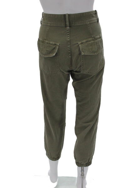 Citizens of Humanity Women Cargo Pants Green Cotton Button Inseam 22 Size 24