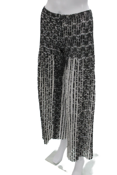 Huishan Zhang Women Cropped Striped Black Polyester Pants Zip Inseam 30 Size S