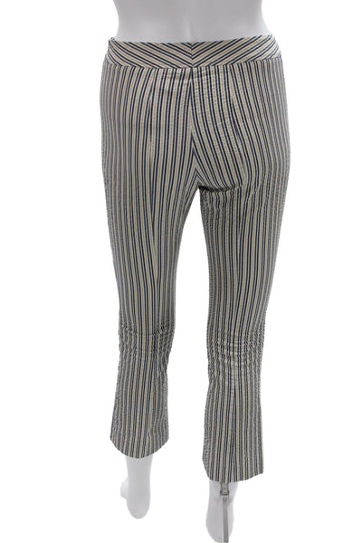 Sharis Place Womens Beige Striped Capri Pants Button Closure 97% Cotton Size 38
