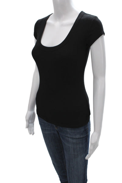 Theory Womens Basic Black Scoop Neck Short Sleeve T-Shirt Size PP