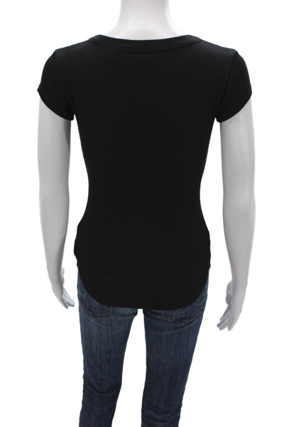 Theory Womens Basic Black Scoop Neck Short Sleeve T-Shirt Size PP