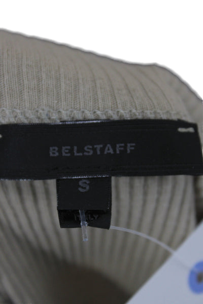 Belstaff Womens Beige Mock Neck Cotton Short Sleeve T-Shirt Size S