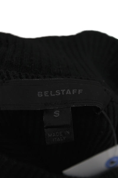 Belstaff Women Basic T-Shirt Black Mock Neck Short Sleeve Viscose Size S