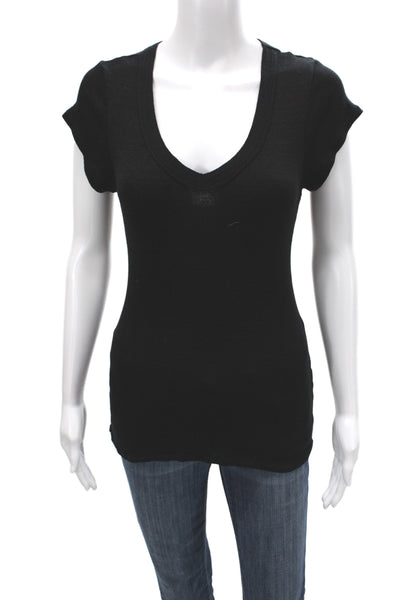 Michael Stars Womens Basic Black V-Neck Short Sleeve T-Shirt Size M